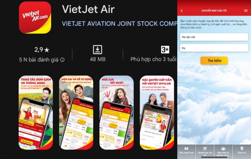 Kiểm tra vé máy bay Vietjet qua App Vietjet Air là cách đơn giản và an toàn.