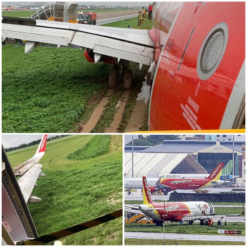 Vụ máy bay Vietjet gặp sự cố trượt đường băng tại sân bay Tân Sơn Nhất.